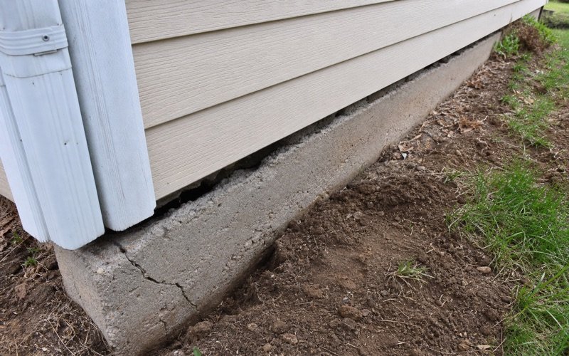 Foundation sinking with gap between house and soil